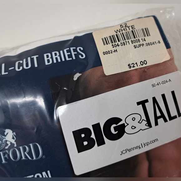 NWT Stafford Big &  Tall Men's Full-Cut Briefs Underwear Size 52 52" Waist - Picture 2 of 5